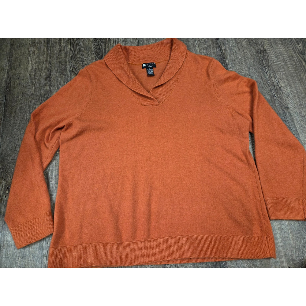 Carole Little Angora Lambs Wool Blend Sweater Women's 2X Orange V-Neck